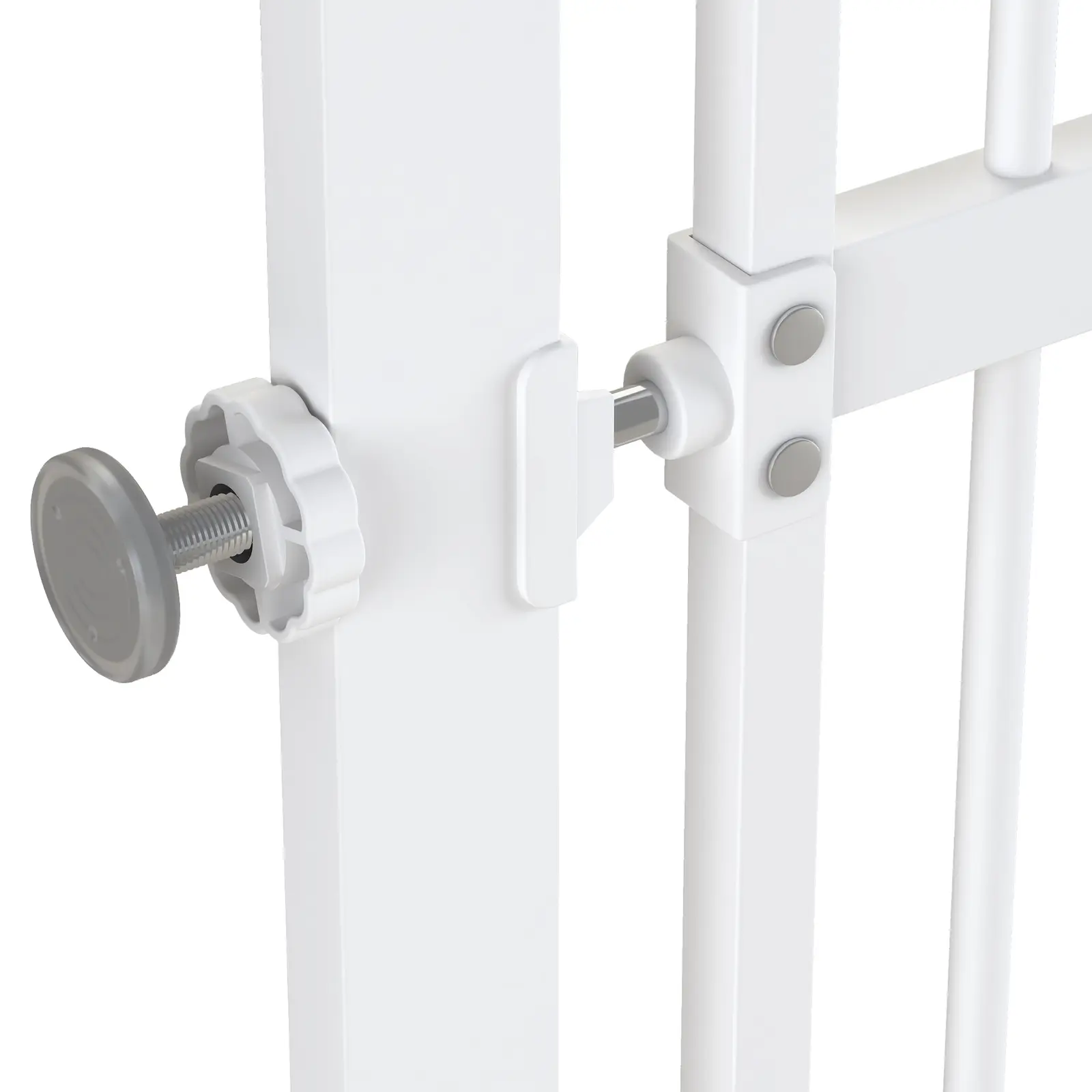 M2 extra-tall pet gate frame and pressure-adjustment detail